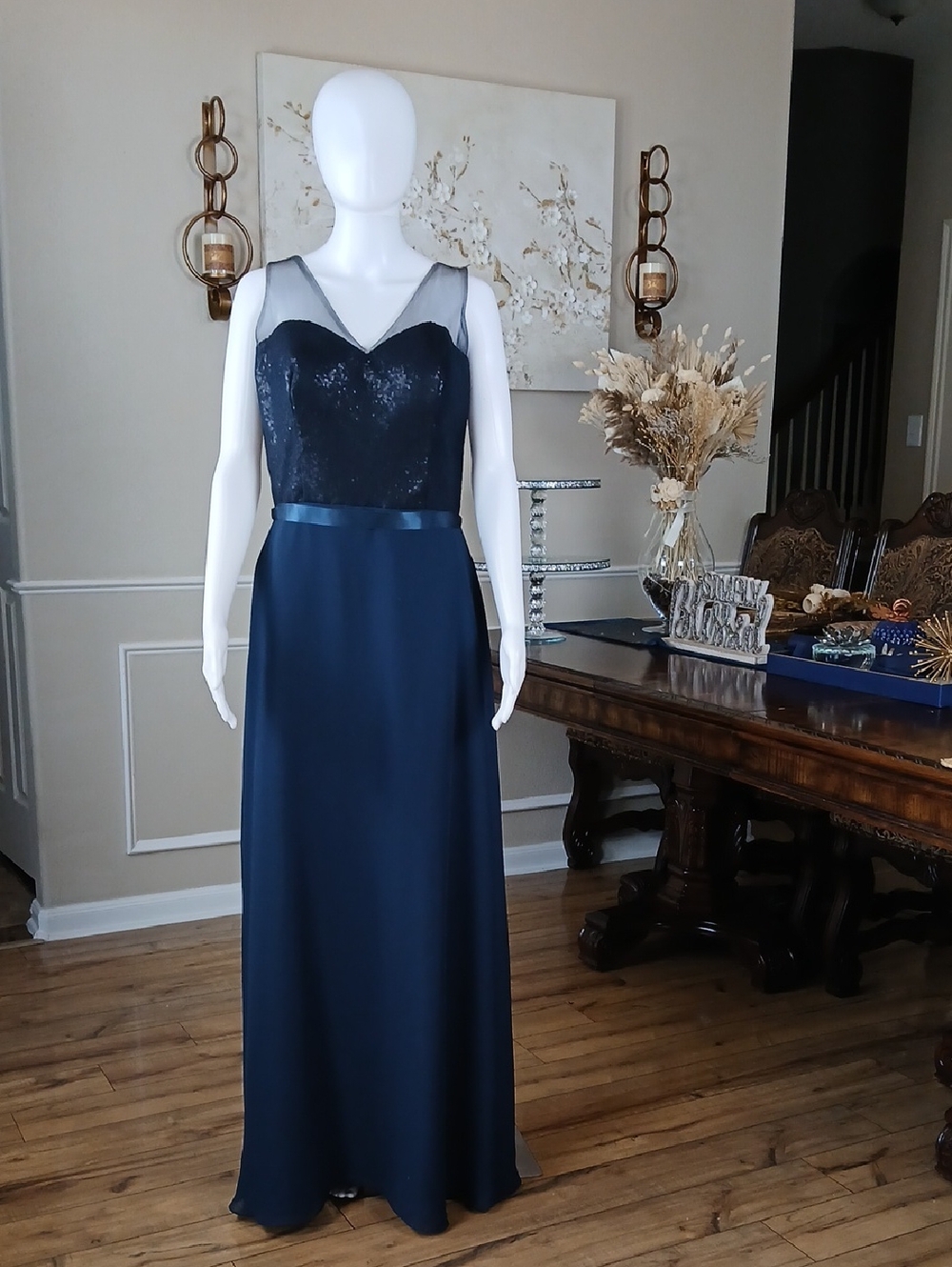 Women's Formal Midnight Blue Glam Floor-length  Gown By Ashley & Justin Size 16